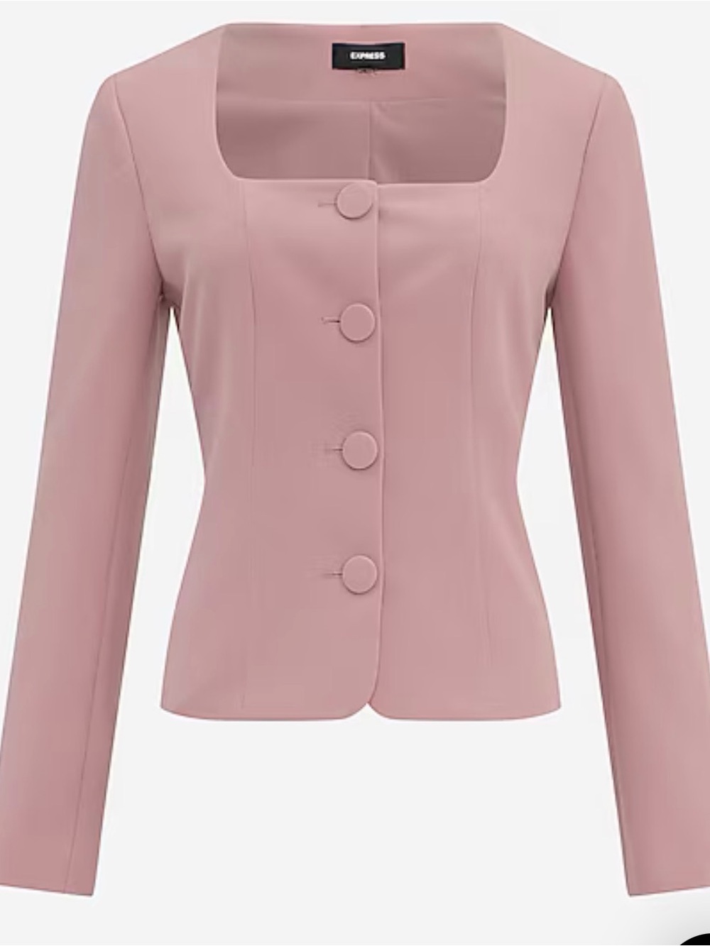 Express Dusty Rose Square Neck Button-Front Blazer